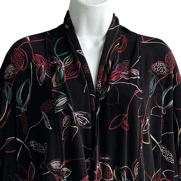 VIKKI VI Floral Slinky Cardigan Plus Size 2X Open Front Oversized Long Sleeve - Picture 2 of 5